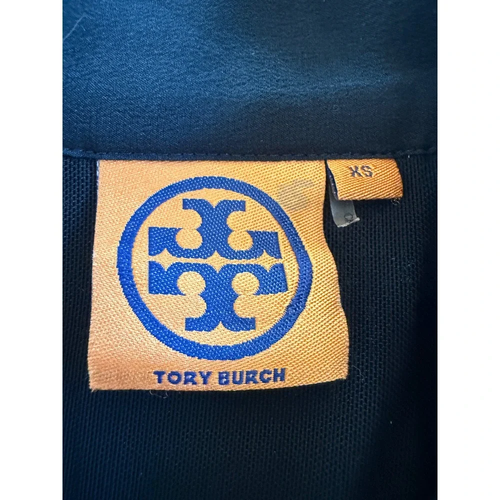 Tory Burch Womens‎ Green Sequin Silk Tie Neck Short Sleeve Top XS Emerald Black